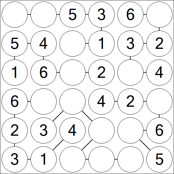 Chain Sudoku 6x6 - Einfach