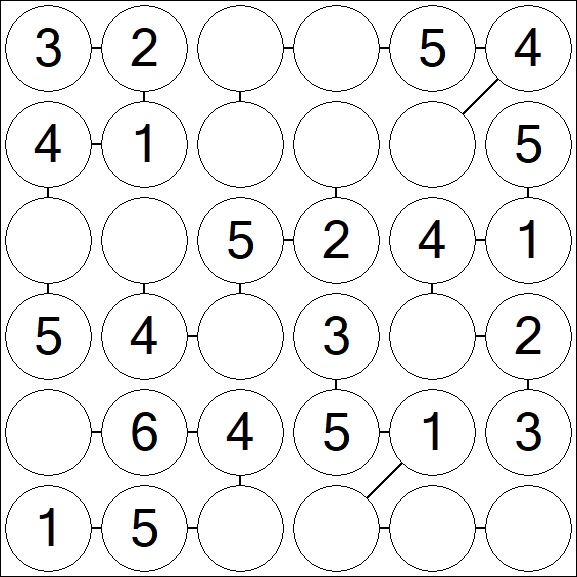 Chain Sudoku 6x6 - Einfach