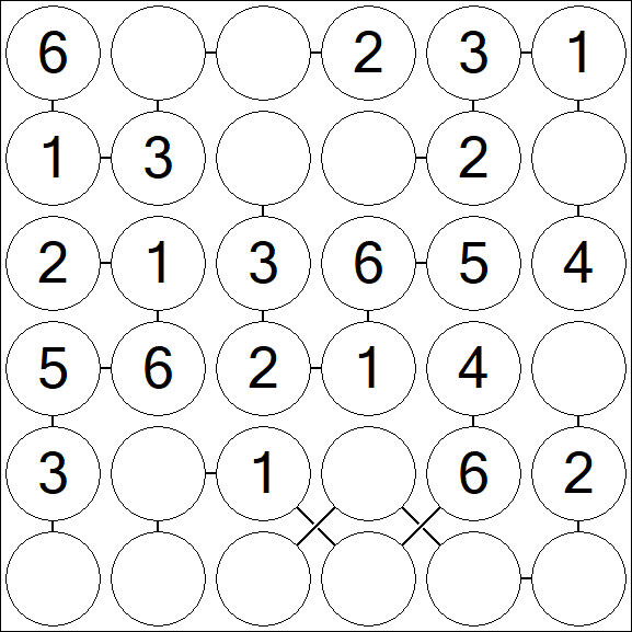 Chain Sudoku 6x6 - Fácil