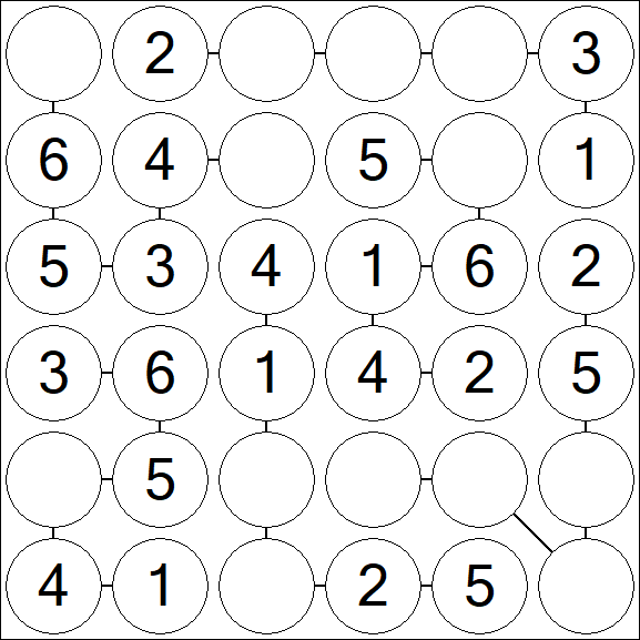 Chain Sudoku 6x6 - Einfach