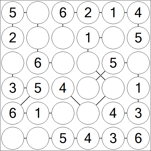 Chain Sudoku 6x6 - Einfach