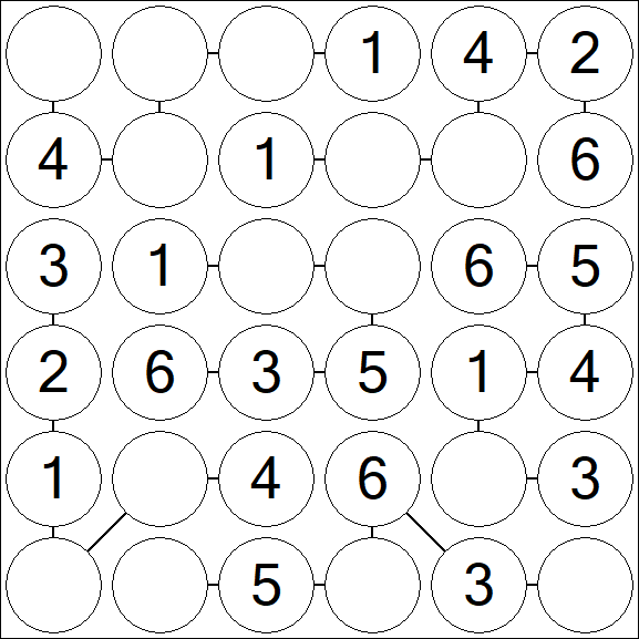 Chain Sudoku 6x6 - Einfach