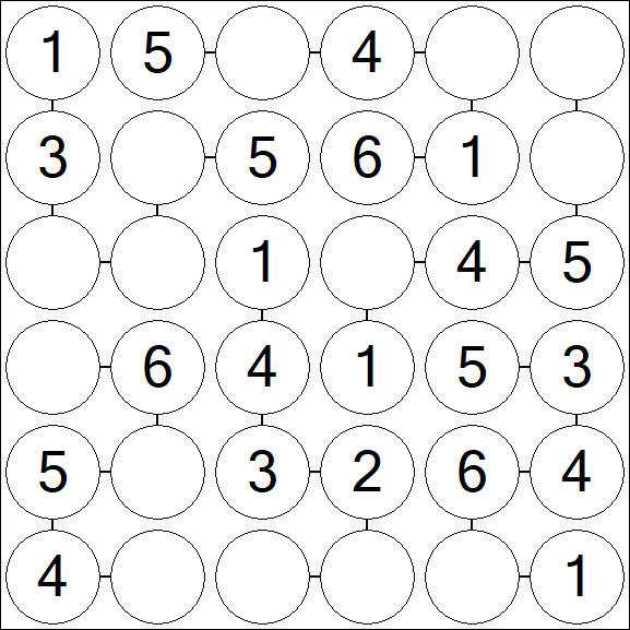 Chain Sudoku 6x6 - Einfach