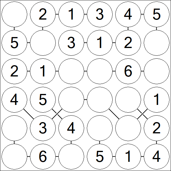 Chain Sudoku 6x6 - Einfach