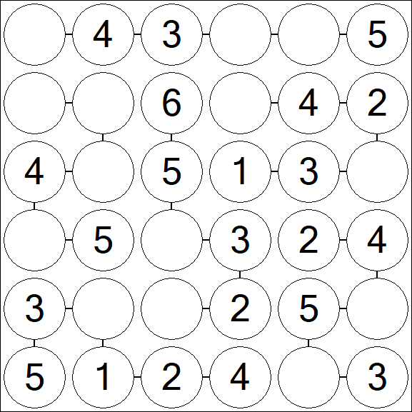 Chain Sudoku 6x6 - Einfach