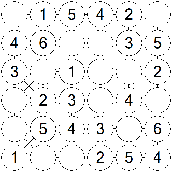 Chain Sudoku 6x6 - Einfach