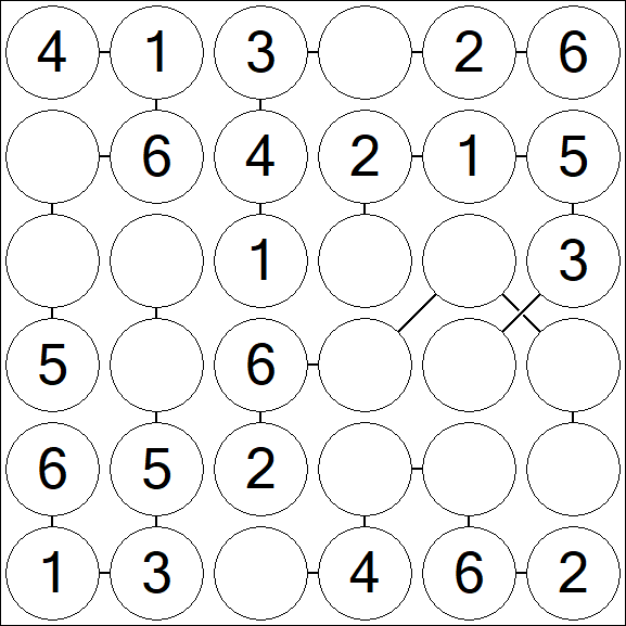Chain Sudoku 6x6 - Einfach