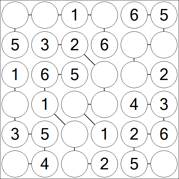 Chain Sudoku 6x6 - Einfach