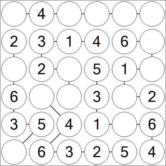 Chain Sudoku 6x6 - Einfach