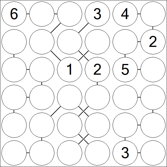 Chain Sudoku 6x6 - Hard