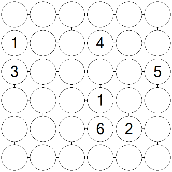 Chain Sudoku 6x6 - Difficile