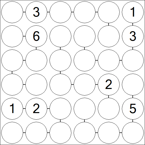 Chain Sudoku 6x6 - Hard