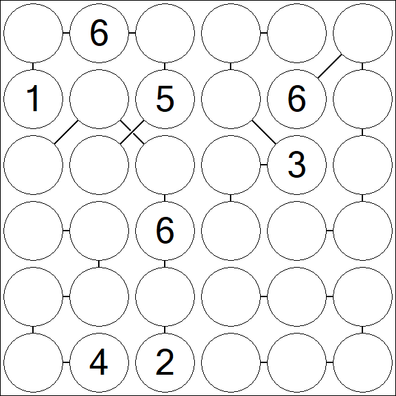 Chain Sudoku 6x6 - Hard