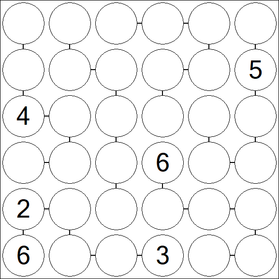 Chain Sudoku 6x6 - Hard