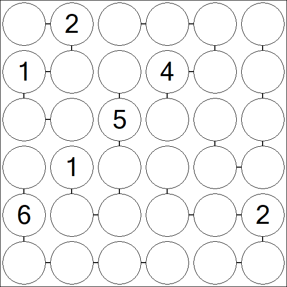 Chain Sudoku 6x6 - Hard