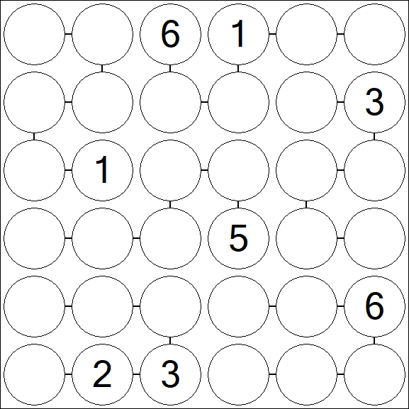 Chain Sudoku 6x6 - Difícil
