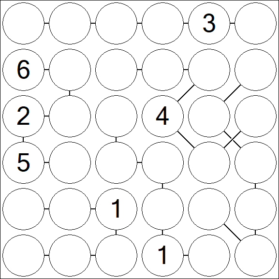 Chain Sudoku 6x6 - Hard