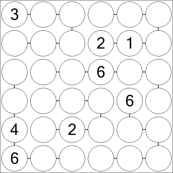 Chain Sudoku 6x6 - Hard