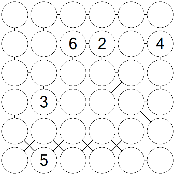 Chain Sudoku 6x6 - Hard
