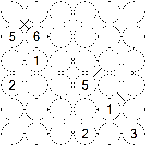 Chain Sudoku 6x6 - Hard