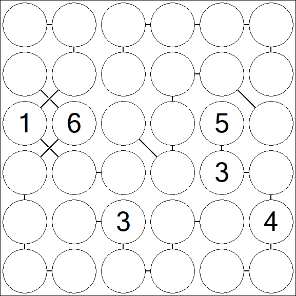 Chain Sudoku 6x6 - Hard