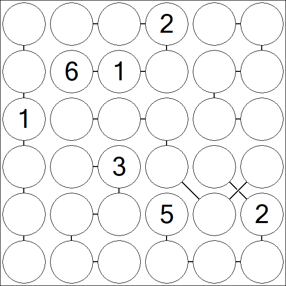 Chain Sudoku 6x6 - Hard