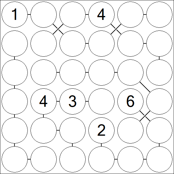 Chain Sudoku 6x6 - Hard