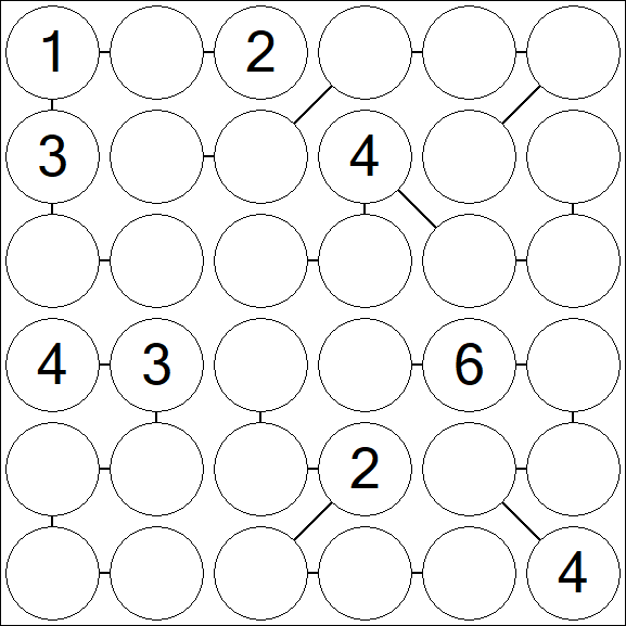Chain Sudoku 6x6 - Hard