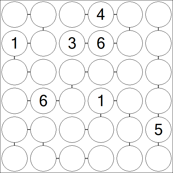 Chain Sudoku 6x6 - Hard