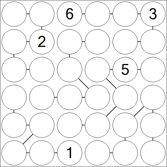 Chain Sudoku 6x6 - Hard