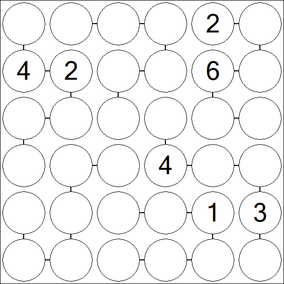 Chain Sudoku 6x6 - Hard