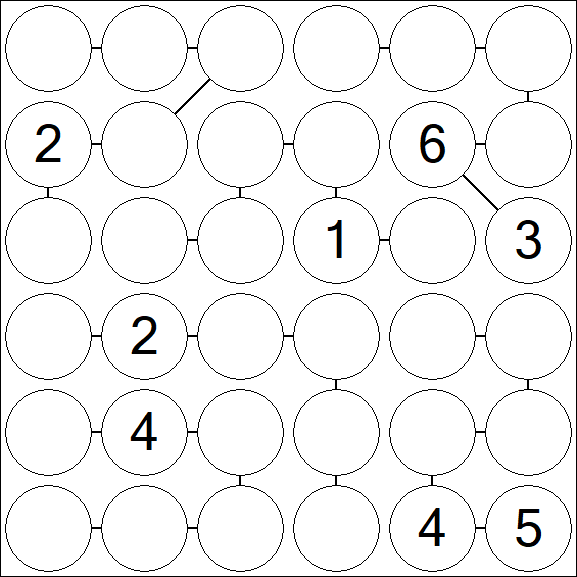 Chain Sudoku 6x6 - Hard