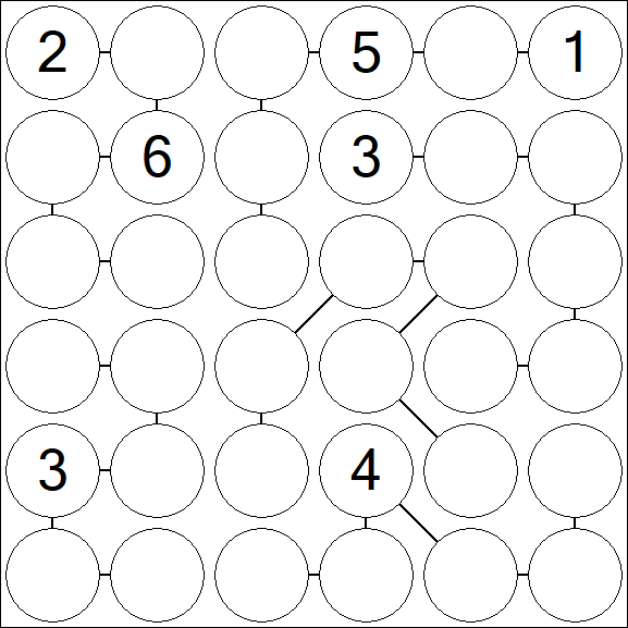 Chain Sudoku 6x6 - Hard