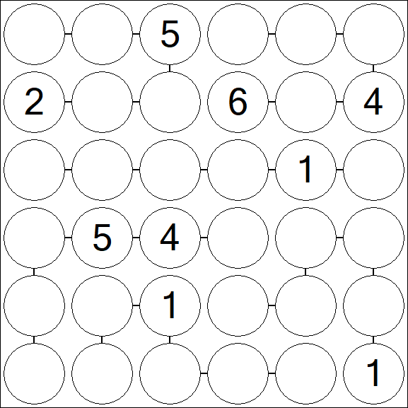 Chain Sudoku 6x6 - Hard