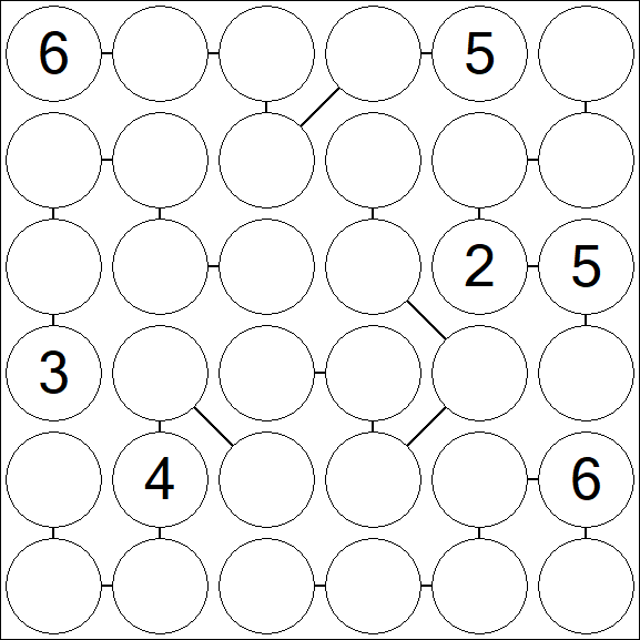 Chain Sudoku 6x6 - Hard