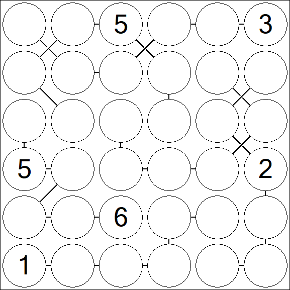 Chain Sudoku 6x6 - Hard