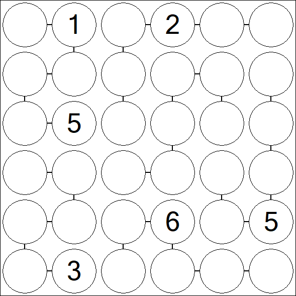 Chain Sudoku 6x6 - Hard