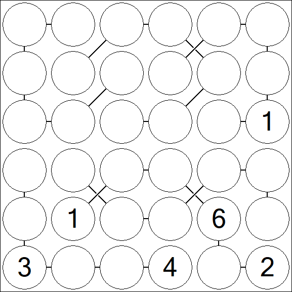 Chain Sudoku 6x6 - Hard