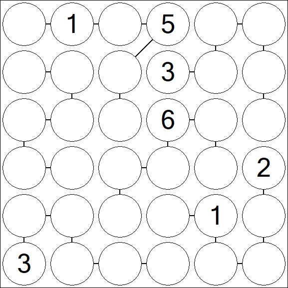 Chain Sudoku 6x6 - Hard