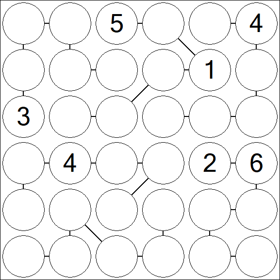 Chain Sudoku 6x6 - Hard