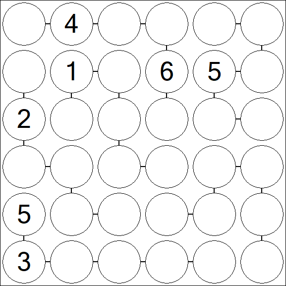 Chain Sudoku 6x6 - Hard