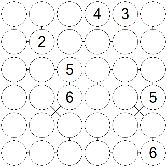 Chain Sudoku 6x6 - Difficile