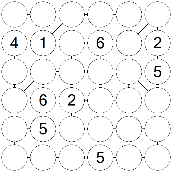 Chain Sudoku 6x6 - Hard
