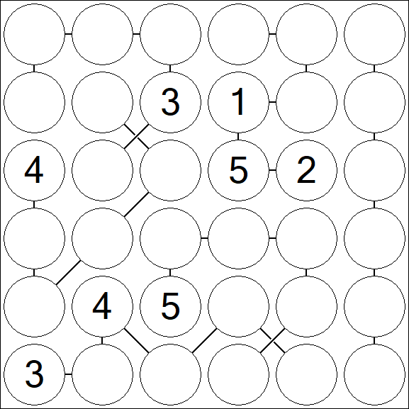 Chain Sudoku 6x6 - Hard