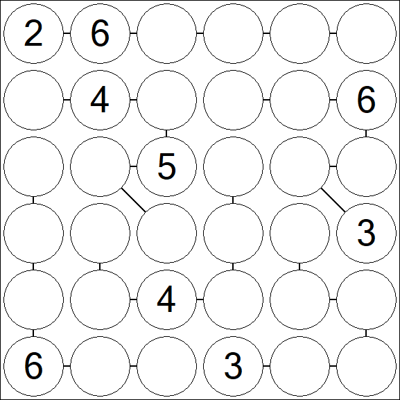 Chain Sudoku 6x6 - Hard