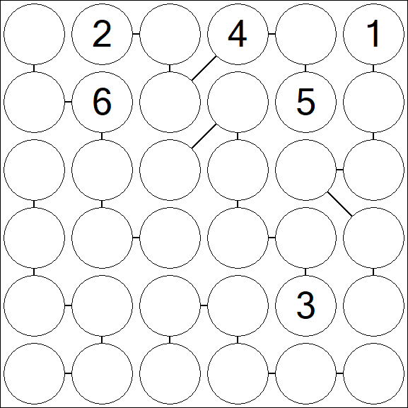 Chain Sudoku 6x6 - Hard