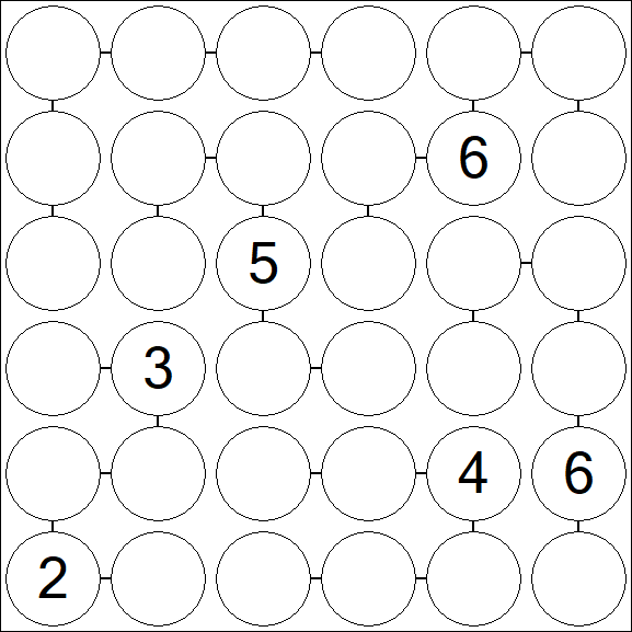 Chain Sudoku 6x6 - Hard
