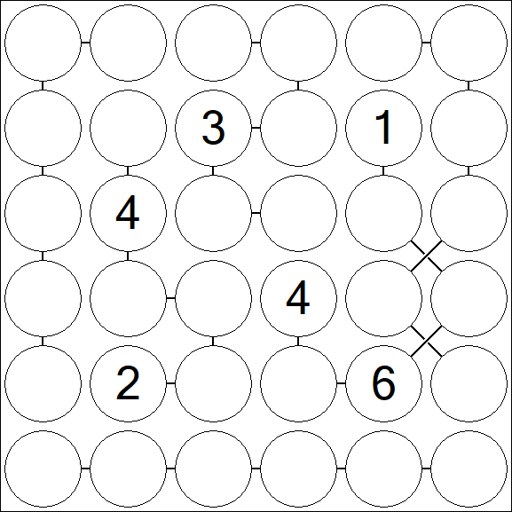 Chain Sudoku 6x6 - Hard