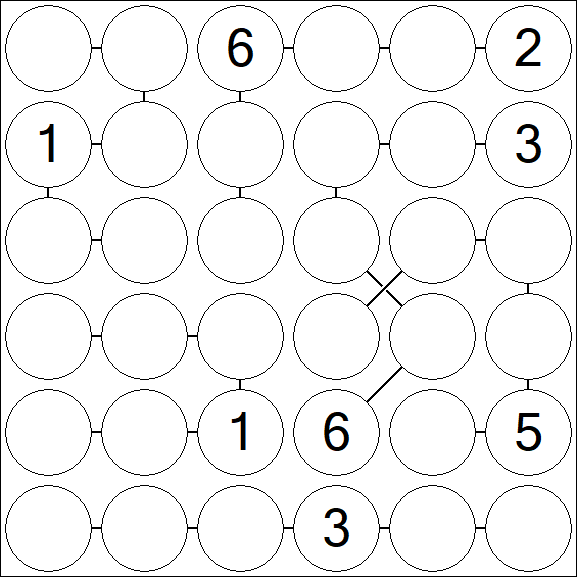 Chain Sudoku 6x6 - Hard