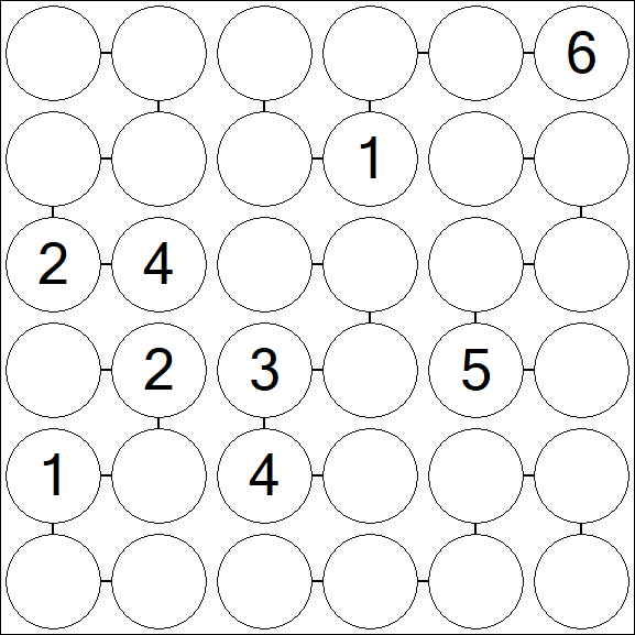 Chain Sudoku 6x6 - Hard